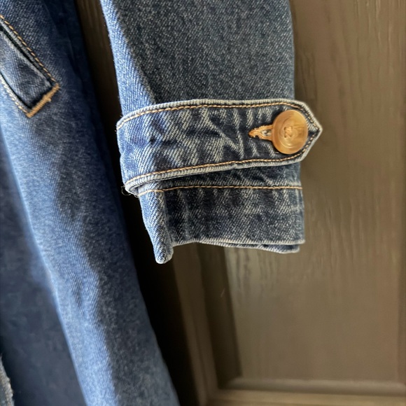 Old Navy Blue Denim Trench Coat with Double Breasted Button Accents - Picture 5 of 14